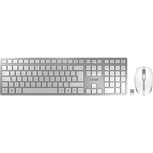 CHERRY DW 9100 SLIM Tastatur-Maus-Set kabellos silber, weiß