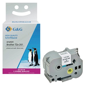 G&G Schriftband ersetzt Brother TZe-261 14975, 36,0 mm, schwarz auf weiß, 1 St.