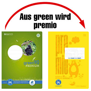 Staufen Schulheft 040782001 PREMIO, Lineatur 1 / Schreiblern-Lineatur / keine, A4, 90g, grün, 16 Blatt / 32 Seiten 9001939834101 Staufen