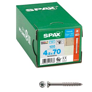 4003530184338 - Fassadenschraube 45 x 70 mm 100 Stück Teilgewinde Linsensenkkopf extra klein t-star plus T15 - 0467000450703 - Spax