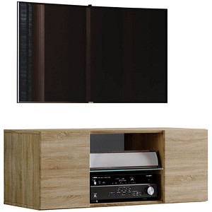 4051814356995 - Jusa 95 TV-Möbel wandhängend mit 2 Türen und 1 Glasregal Sonoma-Eiche dekor 4051814356995 - Jusa 95 TV-Möbel wandhängend mit 2 Türen und 1 Glasregal Sonoma-Eiche dekor