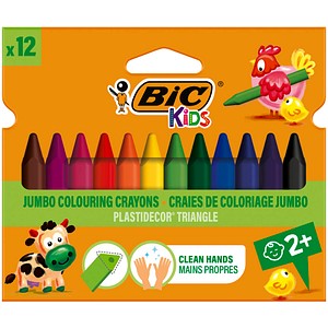 BIC Kids Plastidecor Triangle Wachsmalstifte farbsortiert, 12 St.