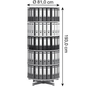 4250102411150 - reef Ordnerdrehsäule hellgrau bis zu 120 Ordner Komplett drehbar H 1930 cm