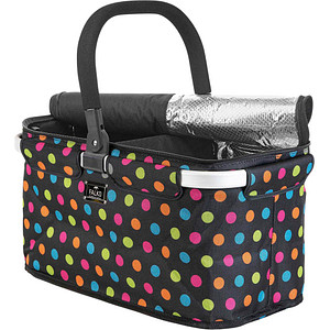4023012069427 - Einkaufskörbe Falko Duo schwarz mit bunten Punkten 06942 Reißverschluss außen 48x24x28cm Aluminium Polyester schwarz bunt bed