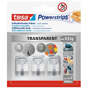 tesa Powerstrips Klebehaken für max. 0,5 kg, 3,5 x 6,0 cm, 3 St.