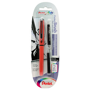 Pentel Pocket Brush Pen and refills XGFKPF/FP10 Brush-Pen schwarz, 1 St.