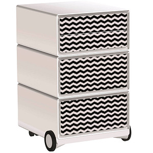 PAPERFLOW easyBox Black & White Rollcontainer weiß, schwarz 4 Auszüge 39,0 x 43,6 x 64,2 cm