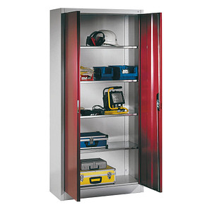 CP Metallschrank 08920-00 S10110 lichtgrau, rubinrot 93,0 x 40,0 x 195,0 cm, aufgebaut, 1 St.