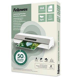 Fellowes Laminierfolien mit 50% recyceltem Anteil matt für A4 75-80 micron, 100 St.