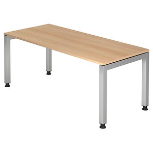4032062164884 - HAMMERBACHER JS19 höhenverstellbarer Schreibtisch eiche rechteckig 4-Fuß-Gestell silber 1800 x 800 cm