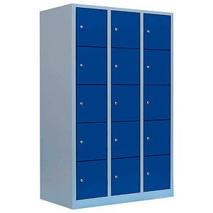 4061815999565 - Schließfachschrank enzianblau lichtgrau 523931 15 Schließfächer 1185 x 500 x 1900 cm 4061815999565 LÜLLMANN
