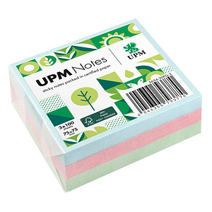 UPM Raflatac Haftnotizen 5654-20PG-3, pastell, 75x75mm, hellblau/rosa/hellgrün, quadratisch 4044355793770 UPM Raflatac 3 Stück