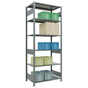 4004514280923 - Schulte Lagertechnik Fachbodenregal MULTIplus150 Steck-Grundregal B 1000 x T 600 x H 2500 mm 6 Ebenen bis 1400 kg verzinkt