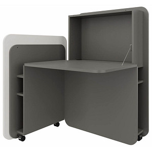 fm FLATup  Sekretär basalt/diamantweiß rechteckig, schwarz 107,0 x 41,5 – 91,0 cm