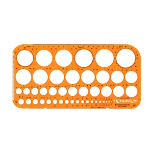 4014509003123 - Kunststoff-Kreisschablone 1315F orange-transparent Ø 1-36mm 45 Kreise 4014509003123 1315F