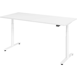 HAMMERBACHER VXDLR19 elektrisch höhenverstellbarer Schreibtisch weiß rechteckig, T-Fuß-Gestell weiß 180,0 x 80,0 cm