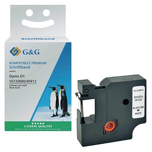G&G Schriftband D1 ersetzt Dymo 40913/S0720680 15566, 9,0 mm, schwarz auf weiß, 1 St.
