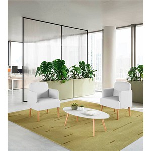 3660141967289 - meet by Paperflow Sessel BROOKS 4-Fußgestell Sitz- und Rückenpolsterung B 620 x T 520 x H 440 mm weiß buche