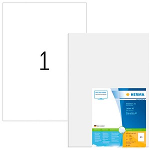 HERMA Etiketten 8692 weiß 297,0 x 420,0 mm, 100 Blatt