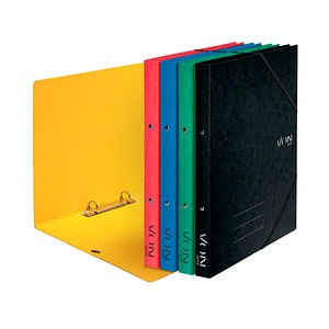 VON LEITZ Ringbuch 2-Ringe gelb, rot, blau, grün, schwarz 2,5 cm DIN A4, 5 St.