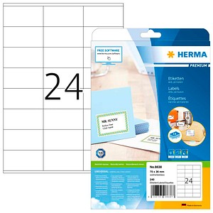 HERMA Etiketten 8638 weiß 70,0 x 36,0 mm, 10 Blatt