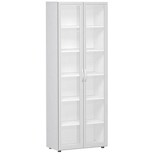 geramöbel Aktenschrank Flex, S-386821-GTW weiß, Acrylglas satiniert 5 Fachböden 80,0 x 42,0 x 216,0 cm