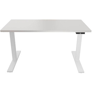 0796376505781 - E-WonderTech elektrisch höhenverstellbarer Schreibtisch lichtgrau rechteckig T-Fuß-Gestell weiß 1400 x 800 cm 0796376505781 B