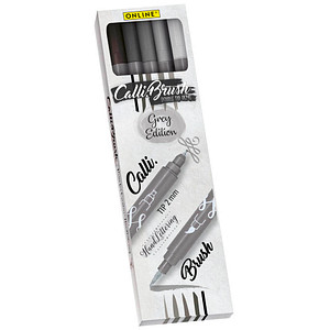 ONLINE® Calli.Brush Double Grey Brush-Pens farbsortiert, 5 St.