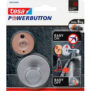 tesa Handtuchhaken Powerbutton Classic rund silber, 1 St.