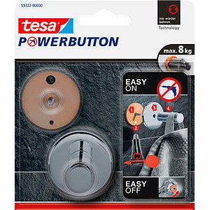 4 x Tesa Klebehaken Powerbutton Universal L Tragfähigkeit 8kg rund chr