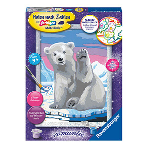 4005556289851 - Malen nach Zahlen RAVENSBURGER Hallo kleiner Eisbär Malvorlagen bunt Kinder Basteln Malen Kosmetik Schmuck Made in Europe  FSC - schützt Wald weltweit