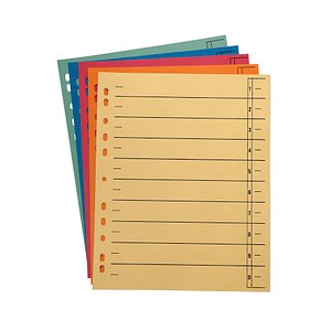 4018924919106 - Trennblätter DIN A4 1-0 gelb orange rot blau grün 230 g m² 100 Blatt