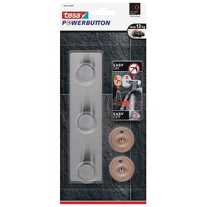 4 x Tesa Hakenleiste Powerbutton Classic 3 Haken Tragfähigkeit 12kg ec