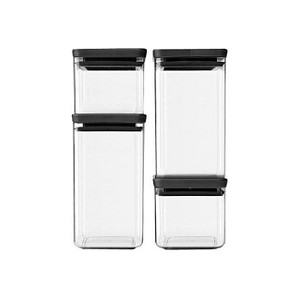 brabantia Vorratsdosen-Set 10,5/20,0 cm hoch transparent, schwarz 2x 0,7/2x 1,6 l, 1 Set