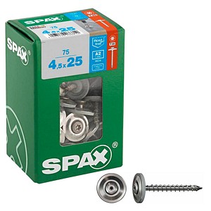 4003530266812 - Spenglerschraube 45 x 25 mm 75 Stück Vollgewinde Linsensenkkopf t-star plus T20 4CUT - 4577000450257 - Spax