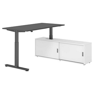 4032062334065 - VXMST16SB elektrisch höhenverstellbarer Schreibtisch grafit rechteckig T-Fuß-Gestell grau 1600 x 800 cm