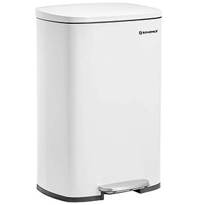 0194343049540 - Songmics - Mülleimer Abfalleimer Treteimer 50 Liter aus Stahl weiß Fußpedal BTL101W01 - Weiß