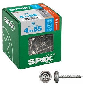 4003530266874 - Spenglerschraube 45 x 55 mm 70 Stück Vollgewinde Linsensenkkopf t-star plus T20 4CUT - 4577000450556 - Spax