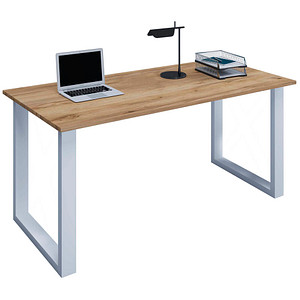4051814440854 - my office Lona Schreibtisch honig-eiche rechteckig U-Fuß-Gestell silber 1600 x 800 cm