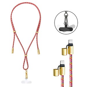 Intenso Charging Lanyard Handykette Ladekabel neon mix, Kabellänge: 1,65 m, 60 Watt