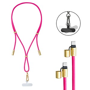 Intenso Charging Lanyard Handykette Ladekabel neon pink, Kabellänge: 1,65 m, 60 Watt