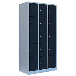 4061815518520 - Schließfachschrank anthrazit lichtgrau 520538 15 Schließfächer 885 x 500 x 1800 cm 4061815518520 LÜLLMANN