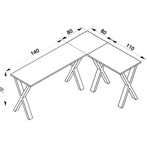 4051814434235 - Holz Schreibtisch Eckschreibtisch schlicht 220x190 L Form links oder rechts Arbeitstisch Platte 80 cm tief Computertisch Büromöbel - Lona X