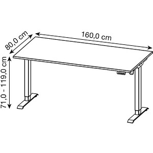 4005949802452 - Sitz-Steh-Schreibtisch Boras 8024-547 elektrisch höhenverstellbar 71-119cm (H) 160x80cm (BxT) rechteckig graphit   Schwarz 
