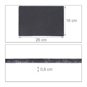 4052025308797 - Schieferplatte 6er Set 26 x 16 cm zum Servieren & Beschriften Buffet Servierplatte rechteckig anthrazit - Relaxdays