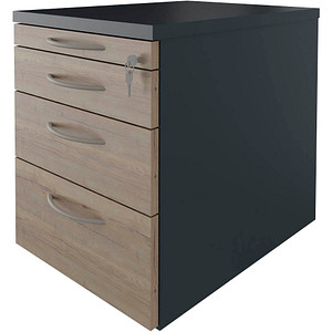 4260429763153 - fm Sidney Rollcontainer lavagrau eiche natur 4 Auszüge 434 x 600 x 540 cm