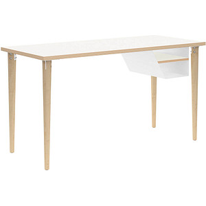 5020073844184 - Schreibtisch Poise POD1406W696 65-130cm (H) 140x60cm (BxT) rechteckig weiß   eiche hell 5020073844184 Bisley
