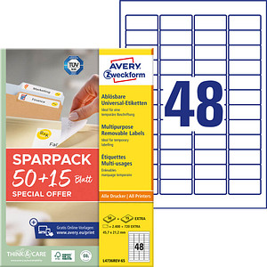 4004182347867 - Etiketten L4736REV-65 weiß 457x212mm rechteckig 4004182347867 65 Stück 4004182347867 - Etiketten L4736REV-65 weiß 457x212mm rechteckig 4004182347867 65 Stück