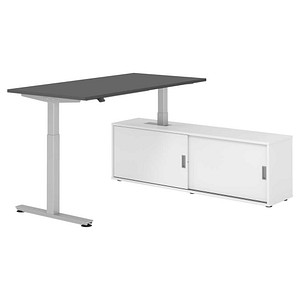4032062329238 - Schreibtischkombination höhenverstellbar 71-120cm (H) 160x80cm (BxT) rechteckig graphit   silber 4032062329238 Hammerbacher