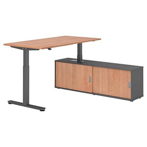 4032062334133 - Schreibtischkombination höhenverstellbar 71-120cm (H) 160x80cm (BxT) rechteckig nussbaum   graphit 4032062334133 Hammerbache